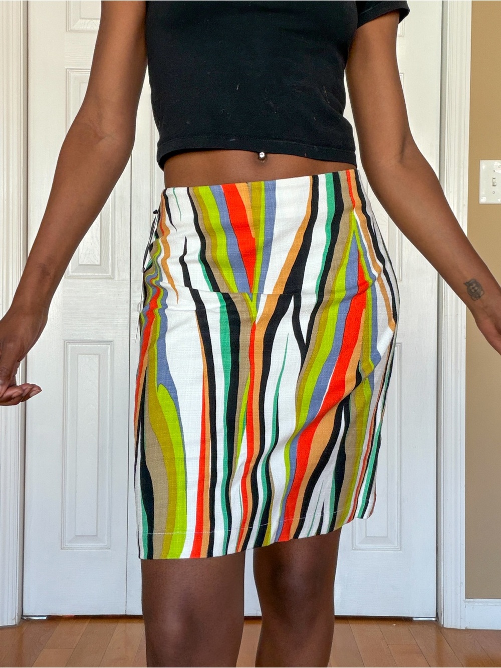 Multicolor Striped Pencil Skirt